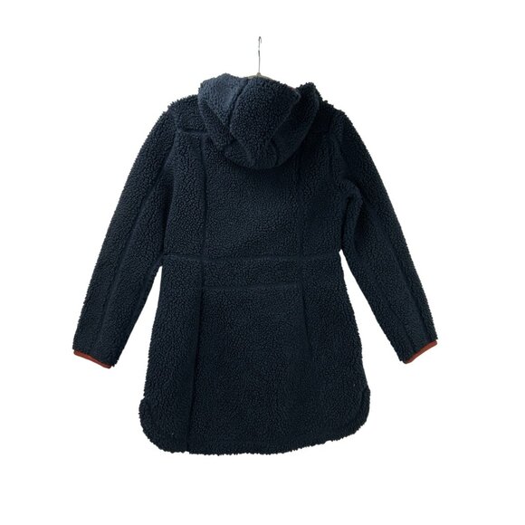 LL Bean Mountain Pile Fleece Hoodie Women SmallBlue Long Jacket Full Zip Sherpa - Picture 3 of 17